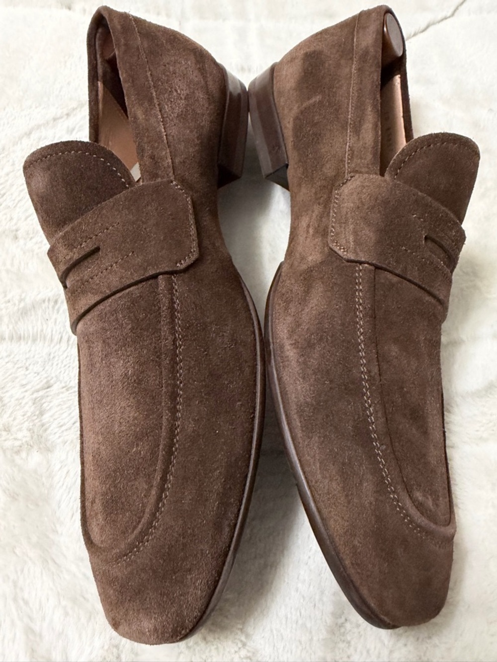 Like NEW! $795 Salvatore Ferragamo Brown Suede Penny Loafers Shoes 8.5 9.5